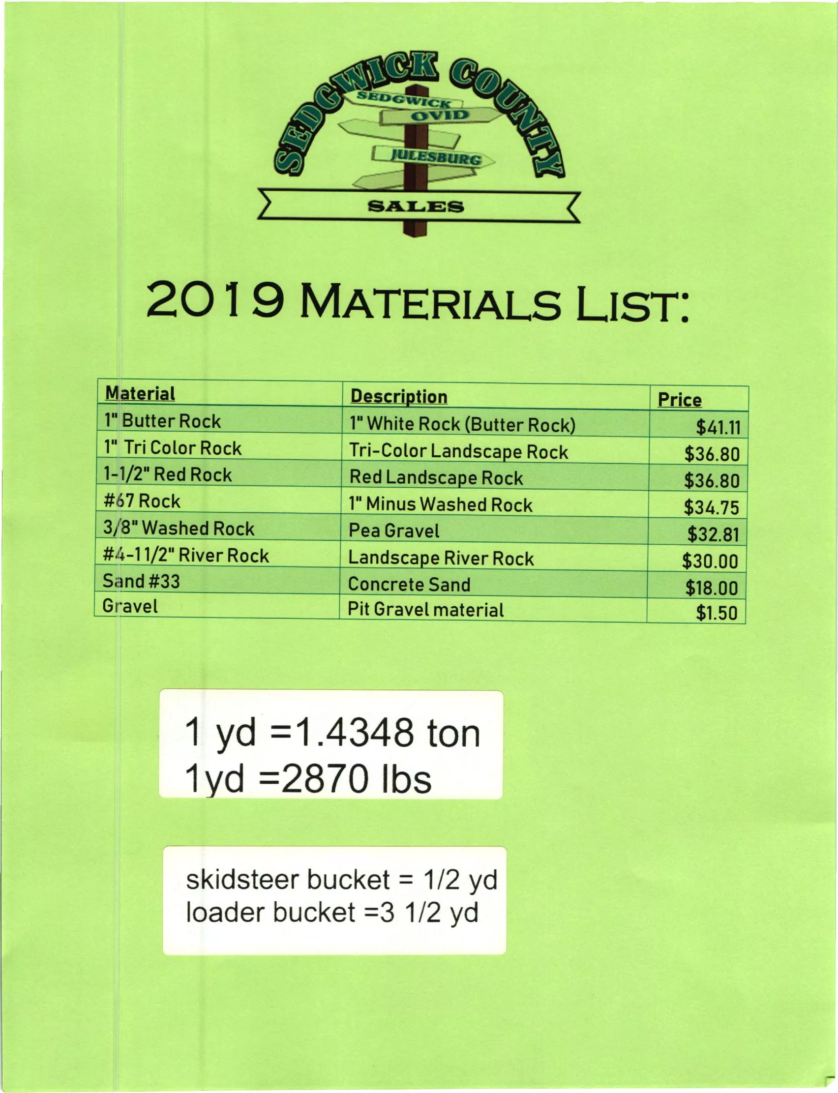 Materials Lists